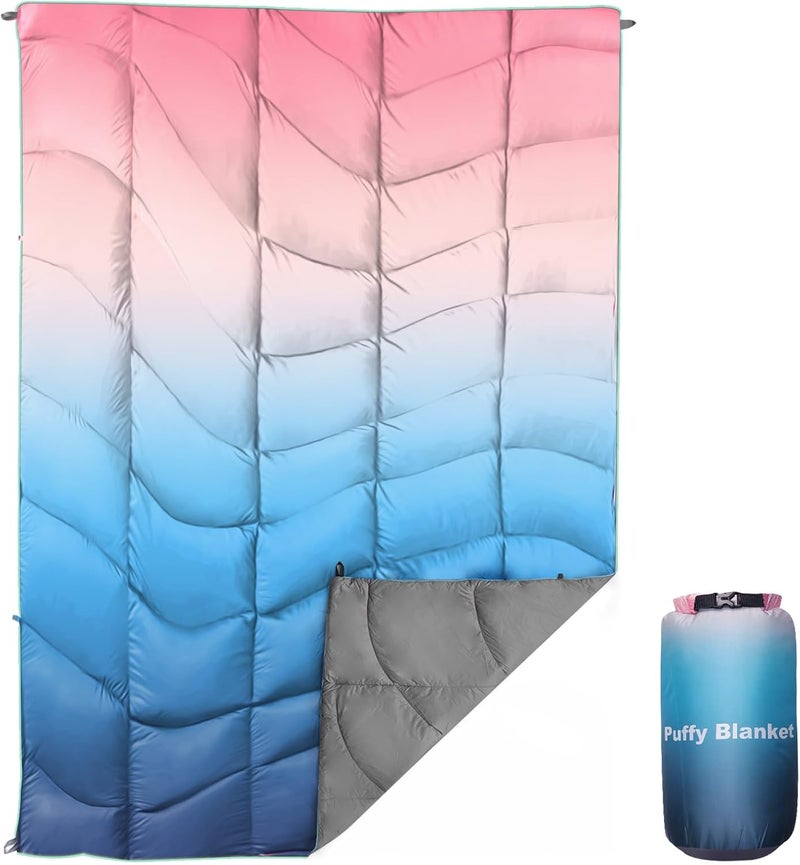 GLORSIGN Outdoor Puffy Camping Blanket, Lightweight Down Alternative Puffy Printed Camping Large Ultra Warm Hammock Top Quilt Waterproof Blanket for Traveling Picnic Beach Party Cold Weather (Arizona Fade) - Image 1
